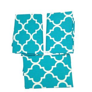 3 Rod Pocket Panels Turquoise Teal Thermal Trellis Curtains Drapery 42 x 84 Blue